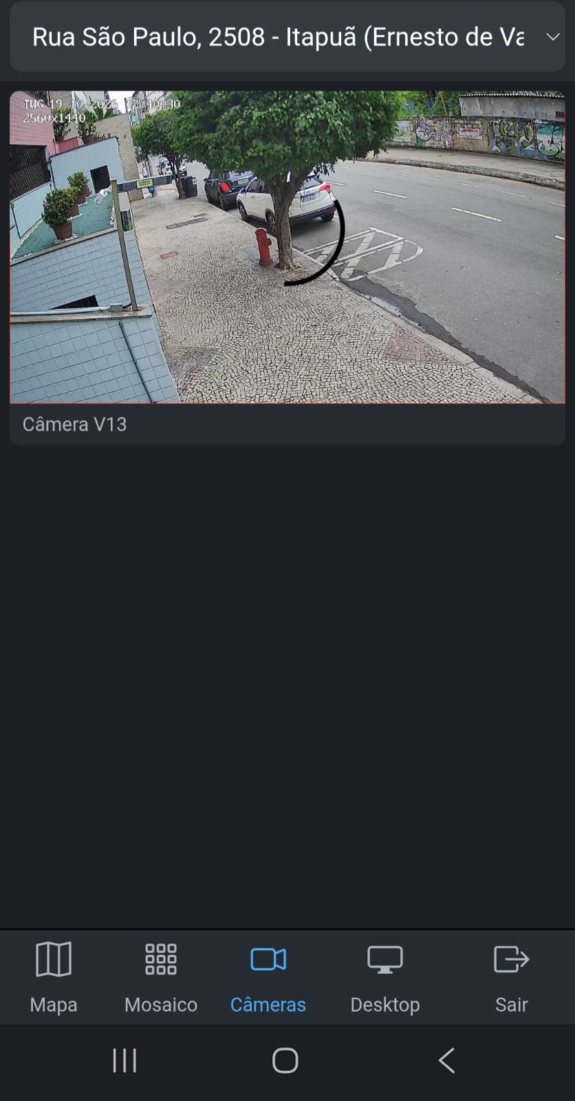 Print da funcionalidade Câmeras